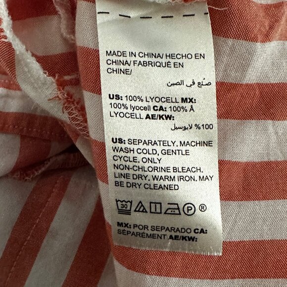 Chico’s size 2 (12-14) orange block striped long sleeve button front tunic top - Picture 5 of 7